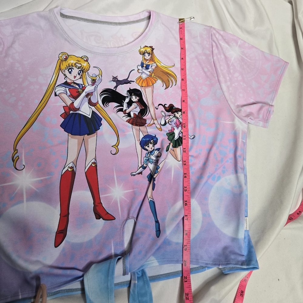 BLACKMILK Sailor Moon Pretty Guardian tie front crop short sleeve tee shirt XL - Picture 9 of 10